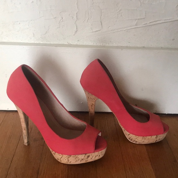 🌺Orange Suede Aldo peep toe pumps size 38/8 - Picture 7 of 8